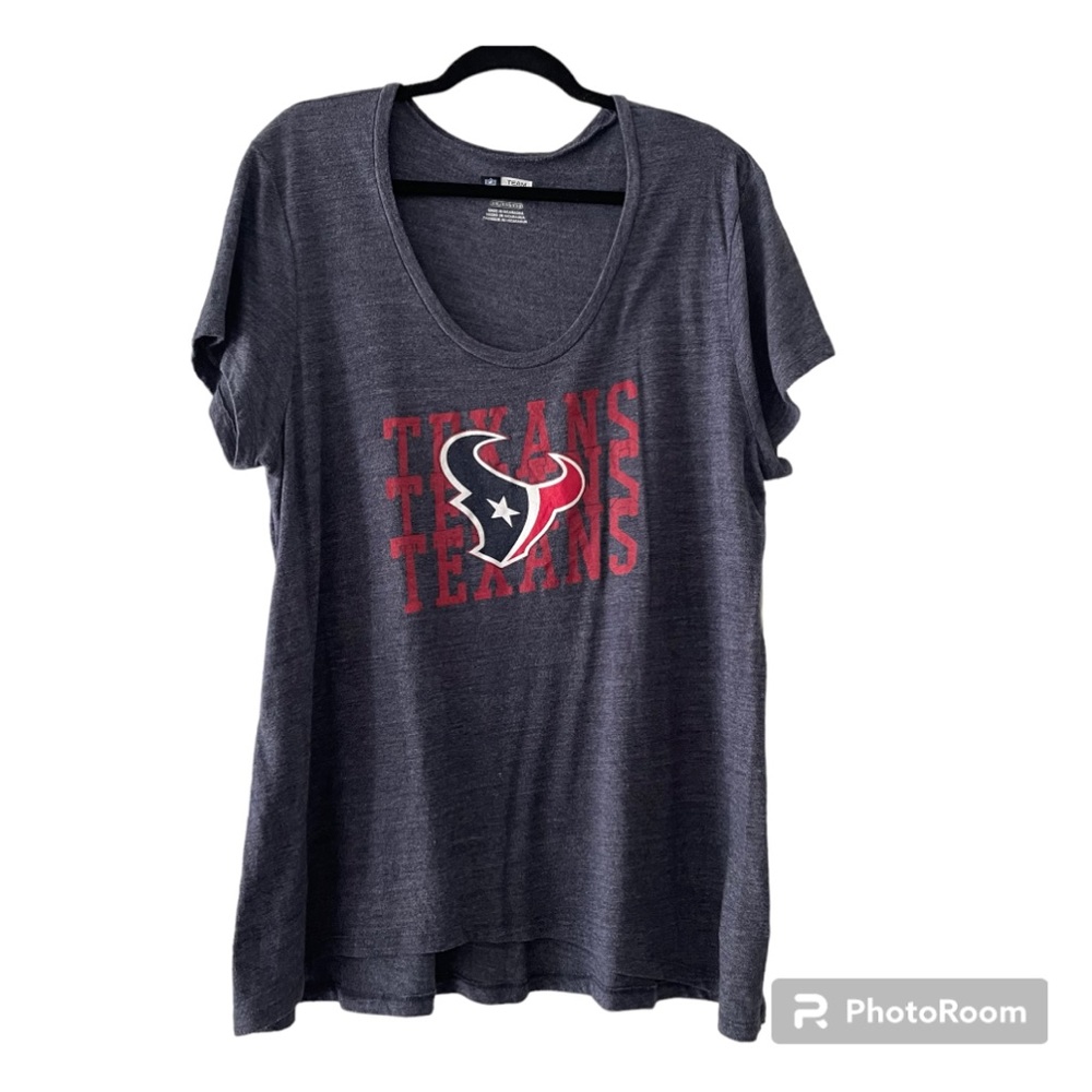 NFL Houston Texans Womens T Shirt XXL Heather Navy Blue High Low Hem Scoop Neck